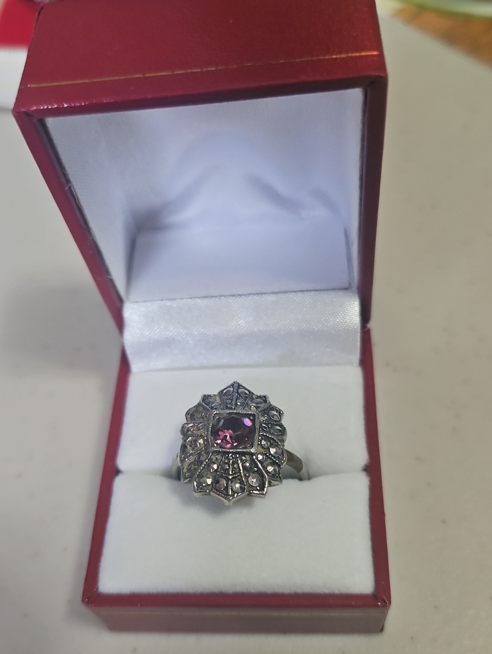 Vintage Ring Purple Stone With Marcisite Stones Size 10
